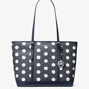 Michael Kors Dark Blue and White Dot Tote